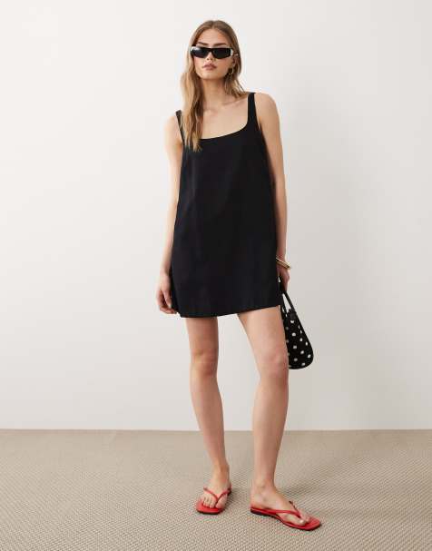 ASOS DESIGN - Vestito corto a trapezio con scollo rotondo nero - view 1