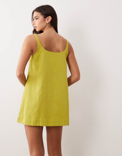 ASOS DESIGN - Vestito corto a trapezio con scollo rotondo verde vivace, 4 di 4