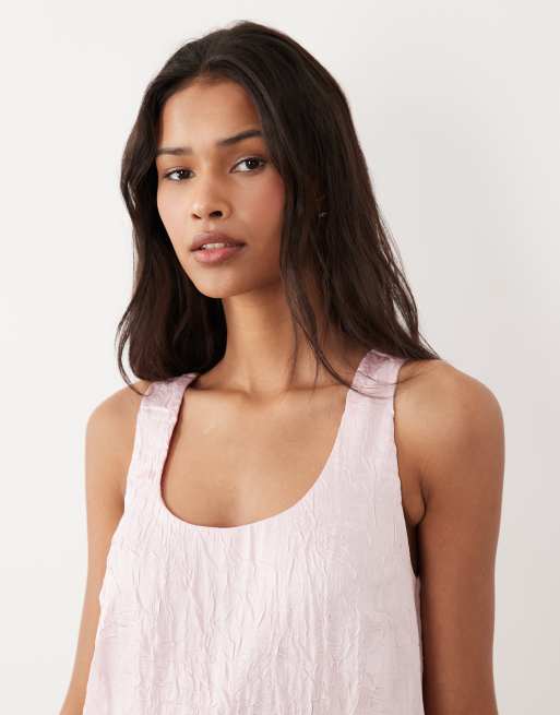 ASOS DESIGN - Vestito corto a trapezio rosa tenue con fiocco sul retro, 4 di 4