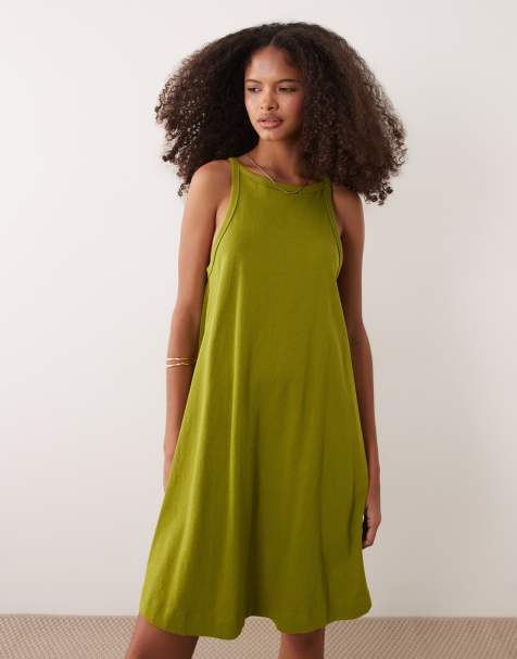ASOS DESIGN - Vestito corto a trapezio verde oliva - view 1