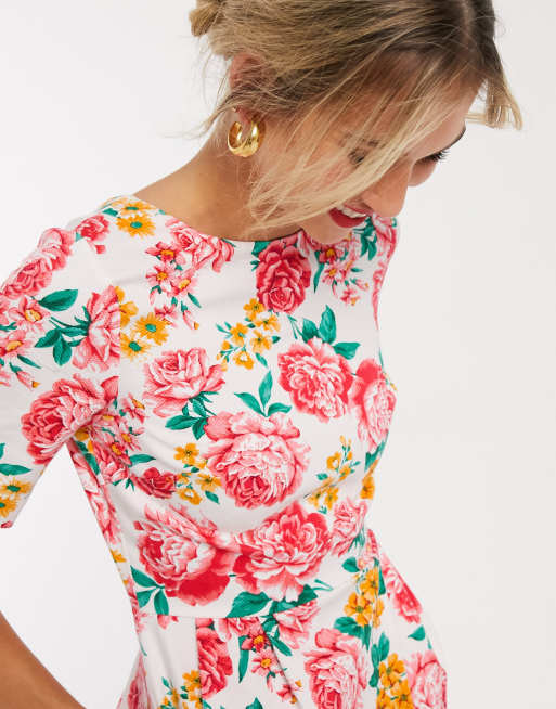 ASOS DESIGN - Vestito corto ad anfora con stampa floreale
