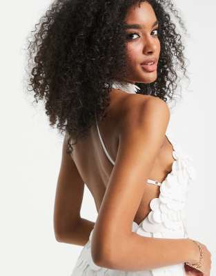 Vestito corto allacciato al collo con paillettes a disco bianco - ASOS DESIGN  donna Bianco - immagine1
