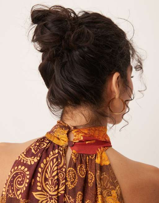 ASOS DESIGN - Vestito corto allacciato al collo con stampa astratta mista, 3 di 4