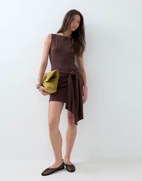 ASOS DESIGN - Vestito corto avvolgente in cotone ed elastan - view 1