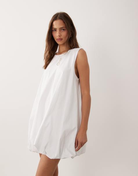 ASOS DESIGN - Vestito corto bianco con fondo a palloncino - view 1