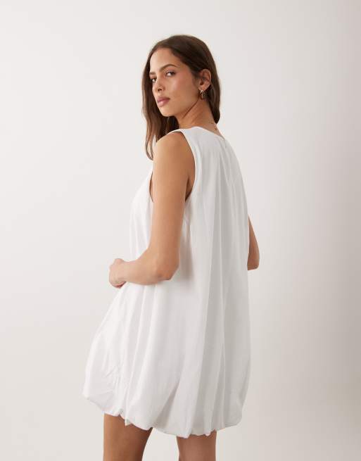 ASOS DESIGN - Vestito corto bianco con fondo a palloncino, 3 di 4