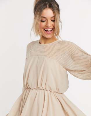Vestito corto con carrè con decorazioni lineari-Multicolore - ASOS DESIGN  donna Multicolore - immagine1