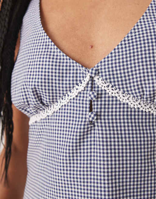 ASOS DESIGN - Vestito corto con corpino aderente e gonna svasata con stampa a quadretti, 2 di 4