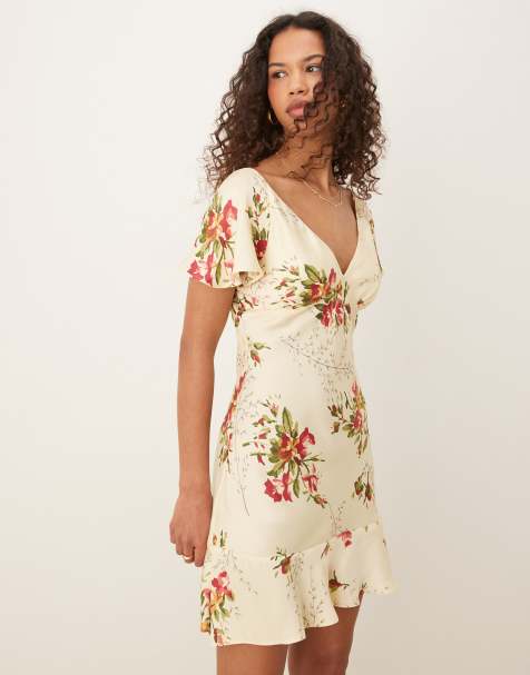 ASOS DESIGN - Vestito corto con maniche a volant e stampa a fiori - view 1