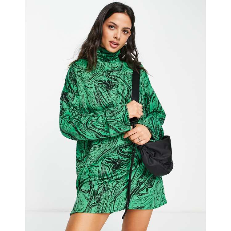 Vestito corto dolcevita verde e nero marmorizzato Asos Donna Abbigliamento Vestiti Vestiti sexy 