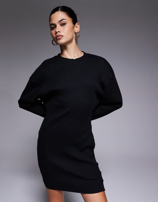 ASOS DESIGN - Vestito corto girocollo con bottoni e coste larghe nero, 3 di 4
