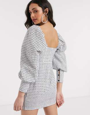 Vestito corto in bouclé monocromatico con maniche a campana-Multicolore - ASOS DESIGN  donna Multicolore - immagine2