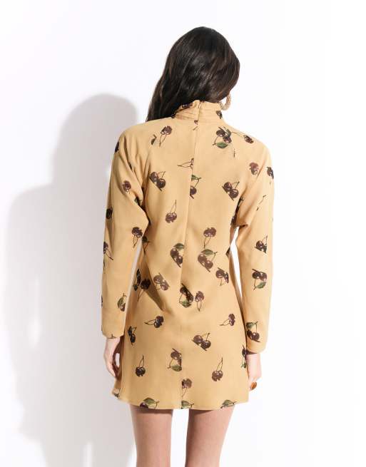 ASOS DESIGN - Vestito corto in chiffon con stampa di ciliegie e maniche a pipistrello, 4 di 7
