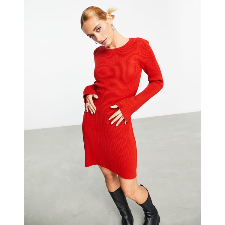 Vestito maglia rosso outlet