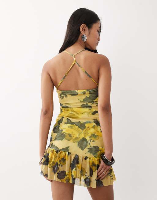 ASOS DESIGN - Vestito corto in rete allacciato al collo con incrocio sul retro, 4 di 4