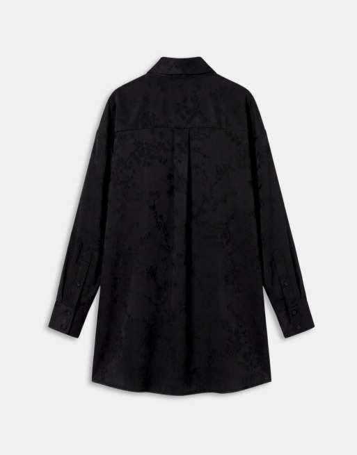 ASOS DESIGN vestito corto jacquard con allacciatura al collo nero, 6 di 8
