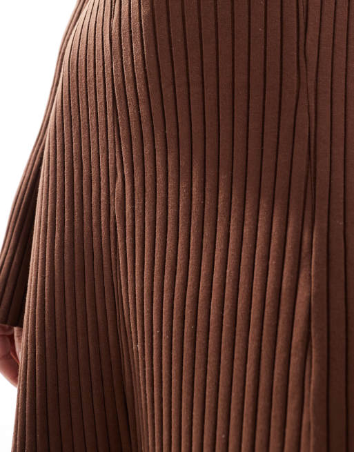 ASOS DESIGN - Vestito corto marrone a coste larghe stretto in vita a maniche lunghe, 2 di 4