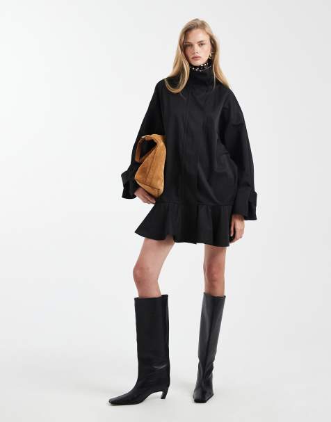 ASOS DESIGN - Vestito corto nero con dettaglio trench - view 1