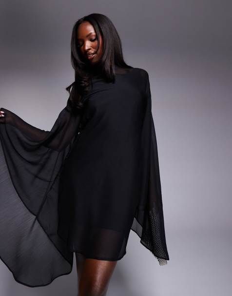 ASOS DESIGN - Vestito corto nero con maniche oversize - view 1