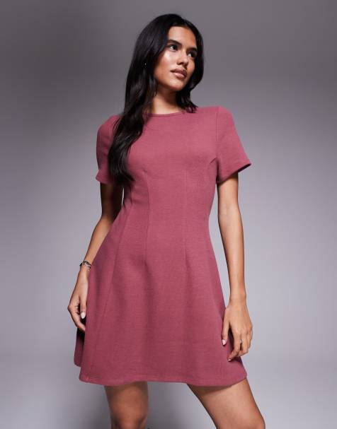 ASOS DESIGN - Vestito corto rosa polvere morbidissimo con cuciture a vista - view 1