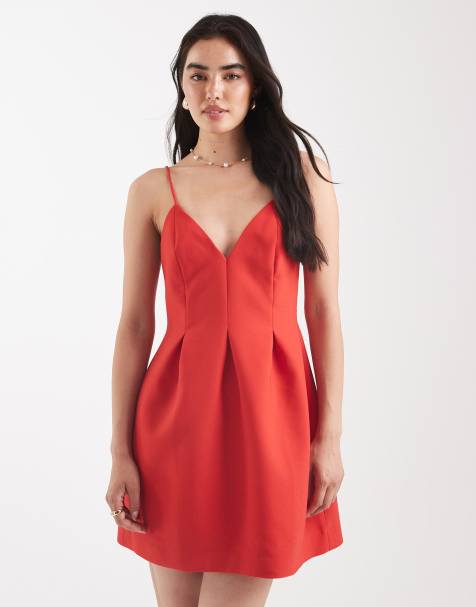 ASOS DESIGN - Vestito corto rosso sagomato con spalline sottili - view 1