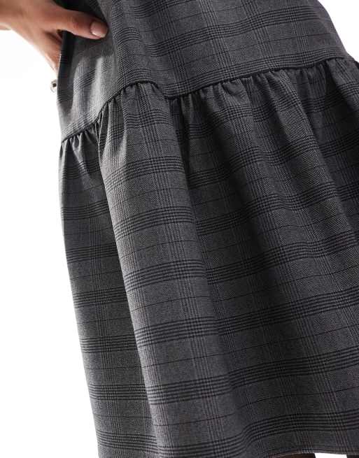 ASOS DESIGN - Vestito corto sartoriale con vita scesa grigio a quadri, 2 di 4