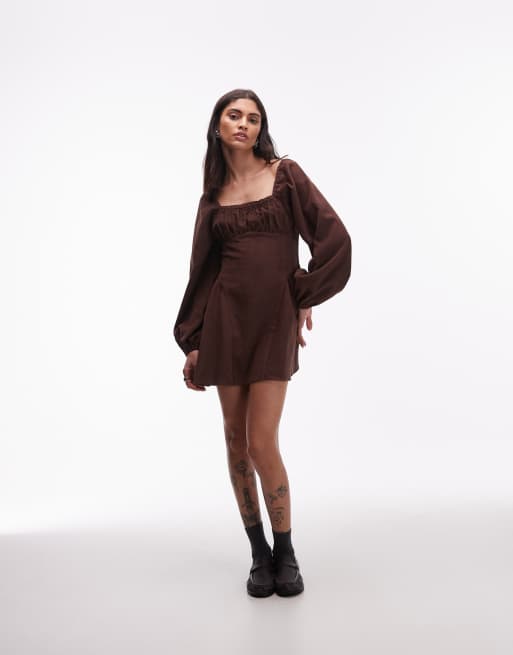 ASOS DESIGN - Vestito corto stile skater in tessuto a coste con scollo squadrato, 4 di 4