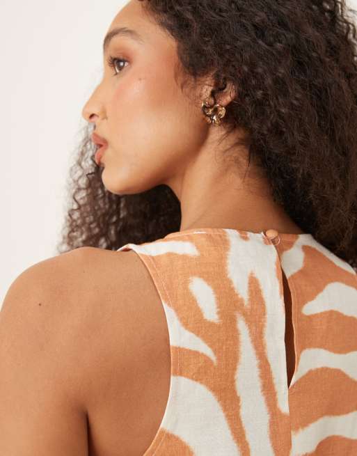 ASOS DESIGN - Vestito corto svasato con dorso a vogatore e stampa zebrata mista, 2 di 4