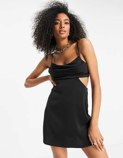 Vestito corto con cut-out asimmetrico a costine Asos Donna Abbigliamento Vestiti Vestiti asimmetrici 