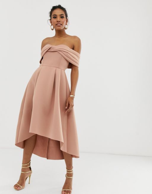 ASOS DESIGN - Vestito da cerimonia midi con scollo alla ...