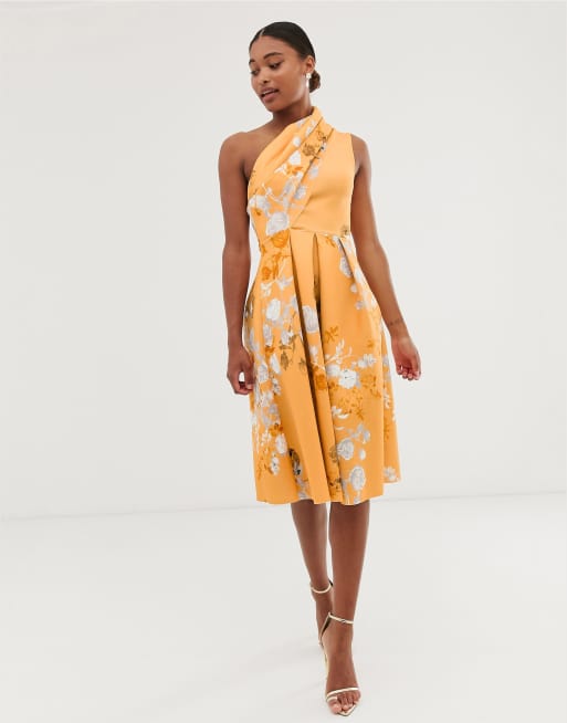 Asos Design Vestito Da Cerimonia Midi Con Spalle Scoperte A Fiori Asos