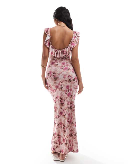 ASOS DESIGN - Vestito da giorno midi con volant e dettaglio a goccia a fiorellini, 4 di 4