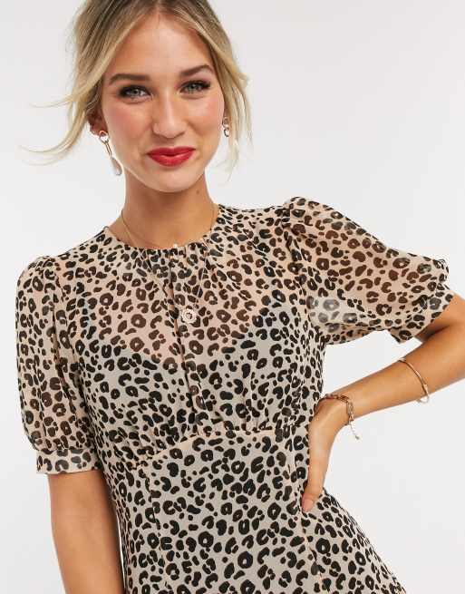 ASOS DESIGN Vestito da giorno midi leopardato