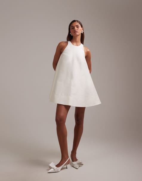 ASOS DESIGN - Vestito da sposa corto strutturato a trapezio color avorio - view 1