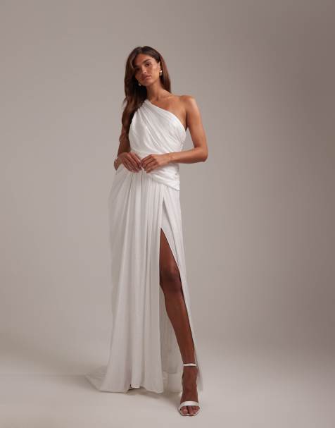ASOS DESIGN - Vestito da sposa monospalla stile greco color avorio - view 1