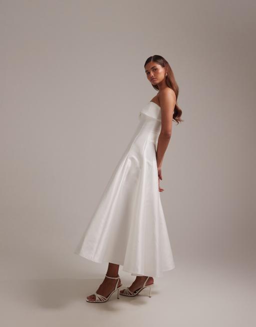 ASOS DESIGN - Vestito da sposa strutturato a fascia color avorio