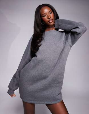 ASOS DESIGN - Vestito felpa grigio con scollo a V sul retro - view 1