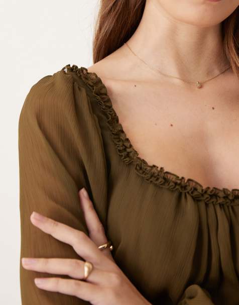ASOS DESIGN - Vestito grembiule corto con scollo con volant - view 1