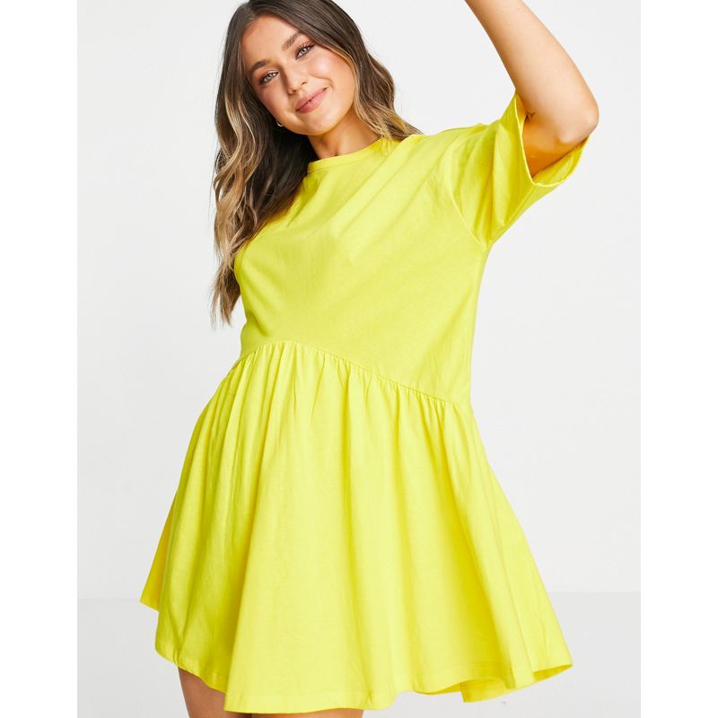 Donna Vestiti DESIGN - Vestito grembiule corto oversize con vita scesa, colore giallo