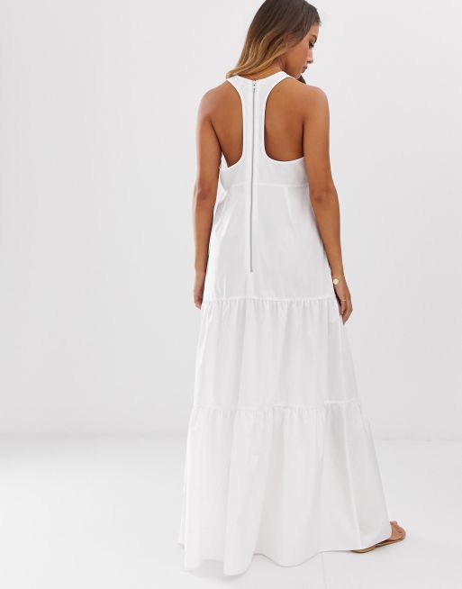 ASOS DESIGN - Vestito grembiule lungo con dorso a vogatore a strati, 2 di 4
