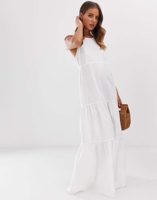 ASOS DESIGN - Vestito grembiule lungo con dorso a vogatore a strati, 4 di 4