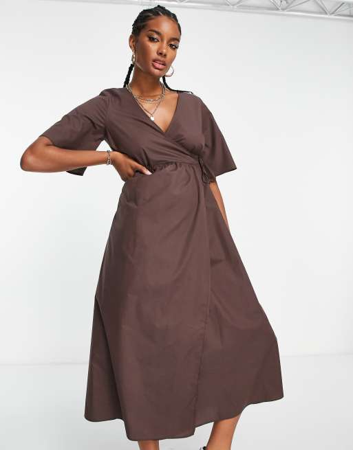 ASOS DESIGN Vestito grembiule midi a portafoglio color