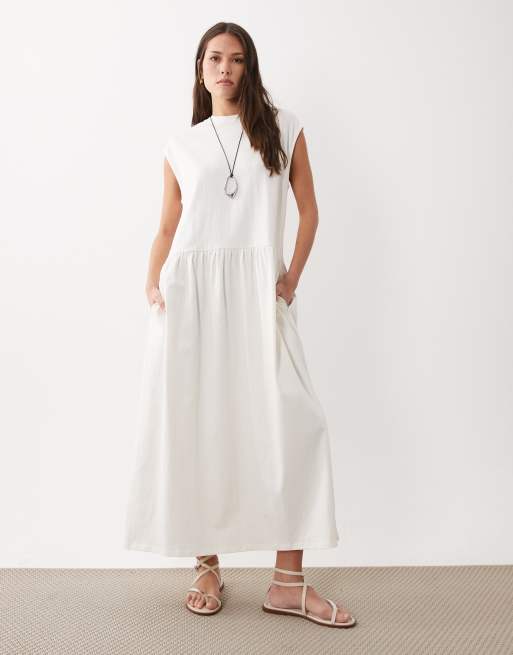 ASOS DESIGN - Vestito grembiule midi colore neutro