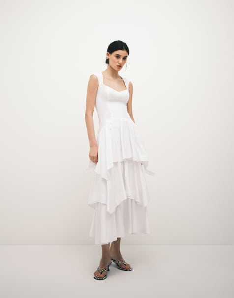 ASOS DESIGN - Vestito lungo a balze bianco - view 1