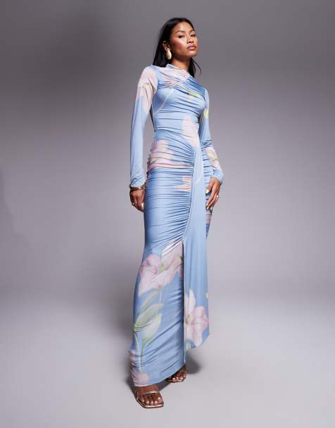 ASOS DESIGN - Vestito lungo a fiori con maniche lunghe arricciate - view 1