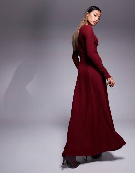 Vestito bordeaux maniche lunghe sales