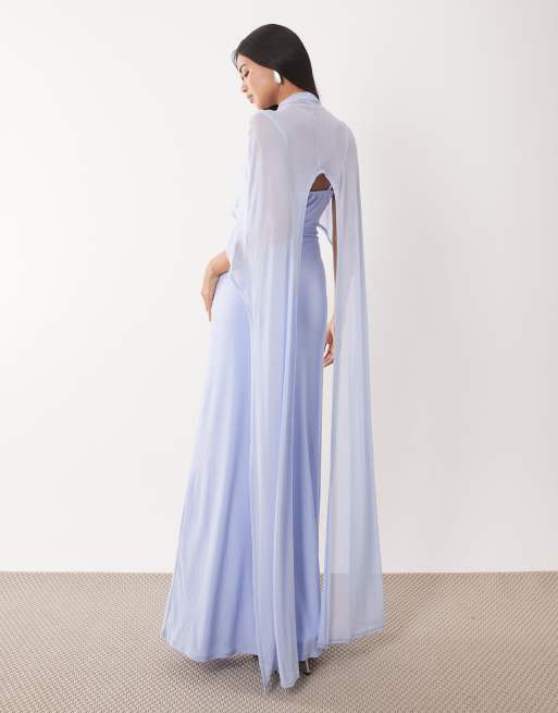 ASOS DESIGN - Vestito lungo a mantella oversize blu pallido, 4 di 4