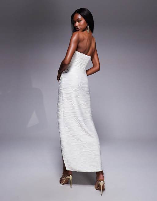 ASOS DESIGN - Vestito lungo a pareo e a fascia color crema testurizzato, 2 di 4