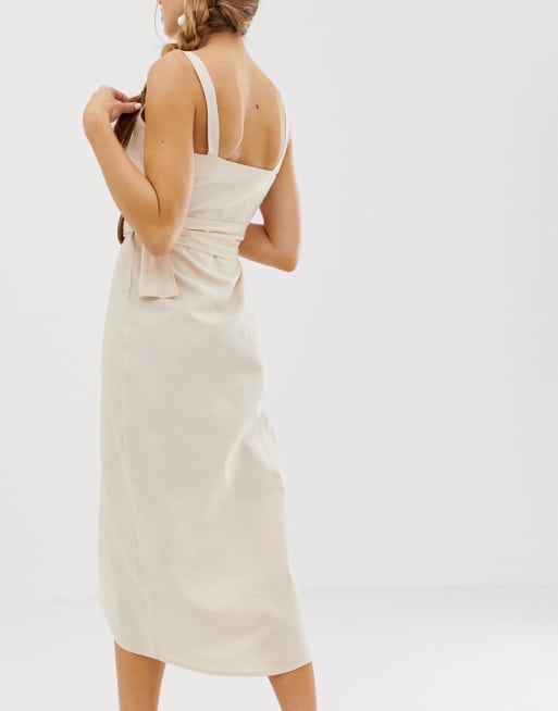 ASOS DESIGN - Vestito lungo a portafoglio con cintura e fibbia, 2 di 4