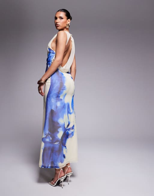 ASOS DESIGN Vestito lungo accollato con stampa a fiori ASOS